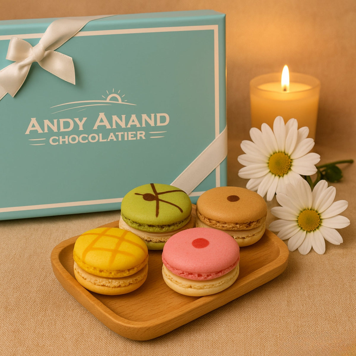 Andy Anand French Macarons, 24-Piece Gift Box – Made Fresh Daily, Assorted Gourmet Flavors, Gluten-Free – Birthday & Holiday Celebration