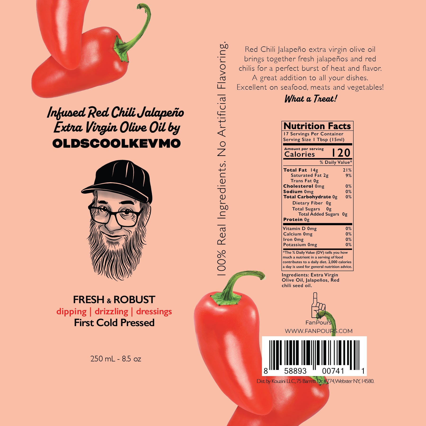 Kevmo's Red Chili Jalapeno Extra Virgin Olive Oil (250 ML)