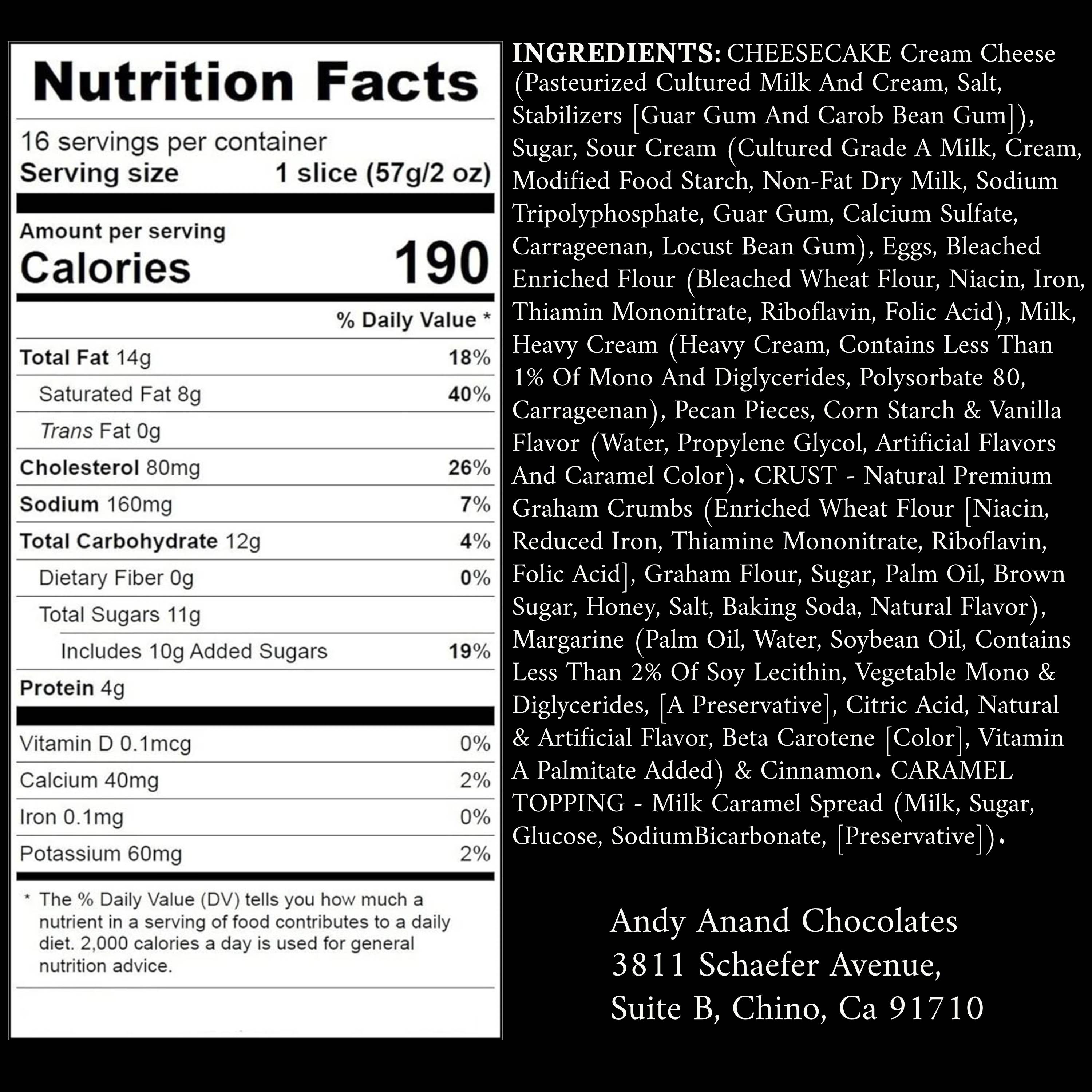 Andy Anand Turtle Cheesecake, 9-Inch, 2 lb – Caramel, Chocolate Chips & Nuts, California Cream Cheese, No Preservatives, Birthday Gift Box