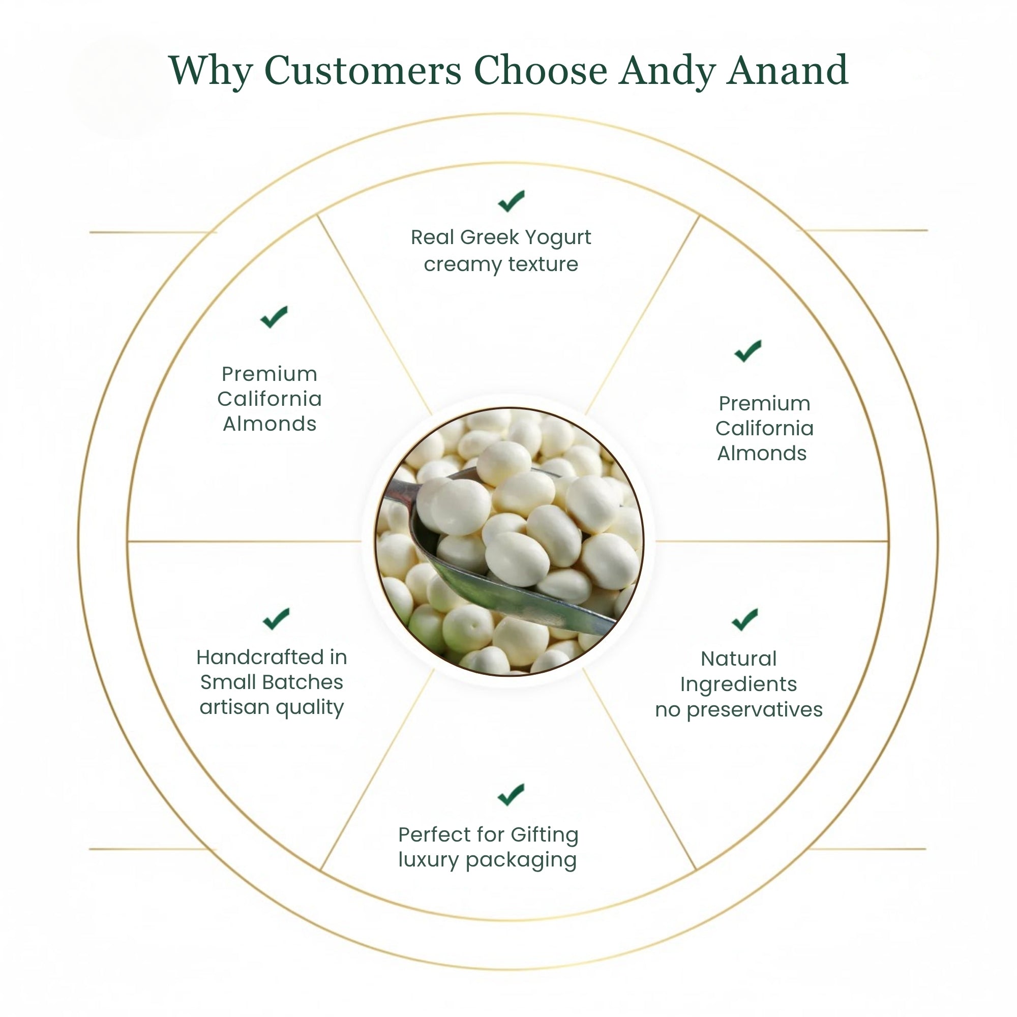 Andy Anand Greek Yogurt Covered Almonds, 1 lb – Sweet Creamy Coated Crunchy Nut Snack, Gourmet Gift for Birthday & Special Occasions