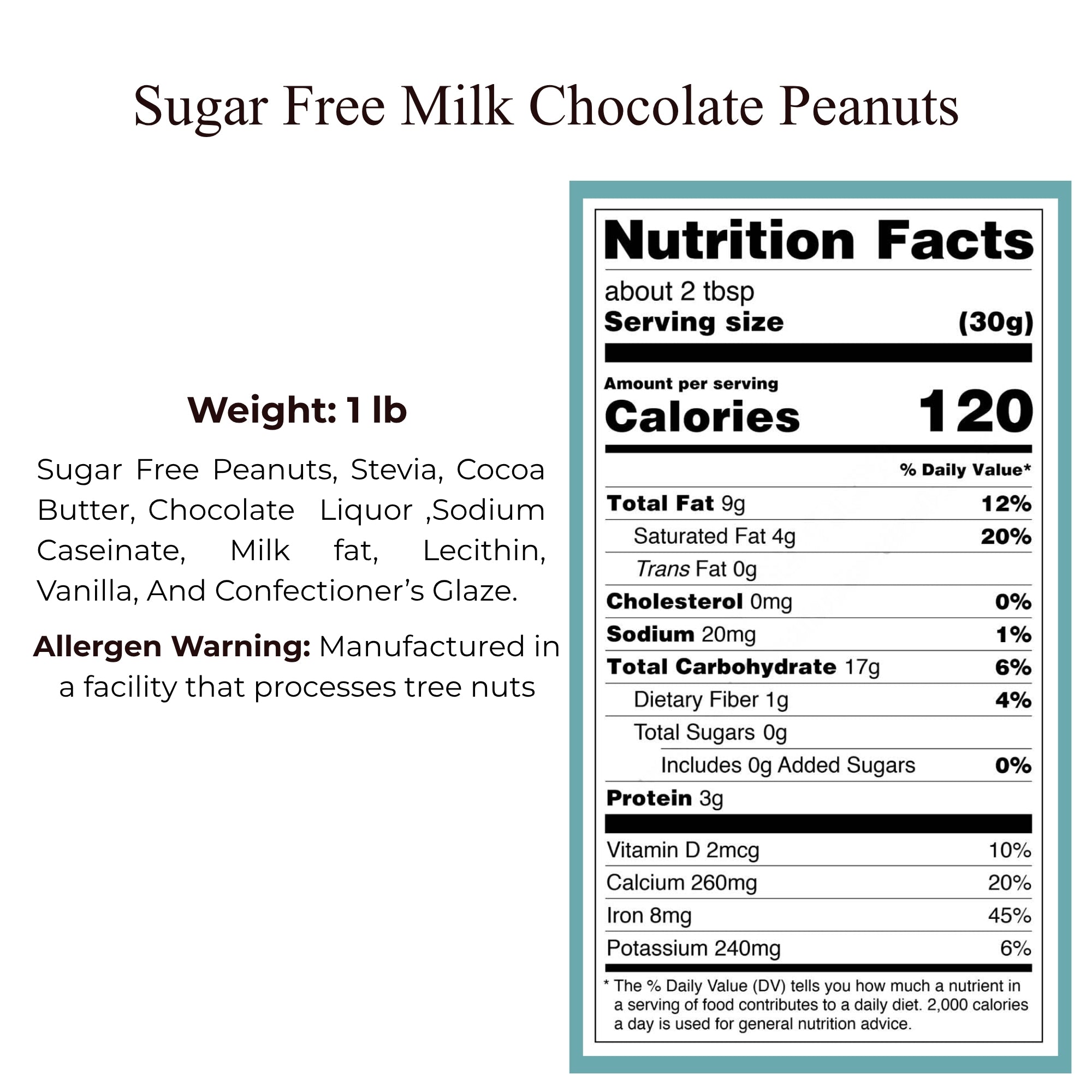 Andy Anand Sugar-Free Milk Chocolate Covered Peanuts, 1 lb – Gluten-Free, Diabetic-Friendly, Natural Ingredients, Birthday & Holiday Snack