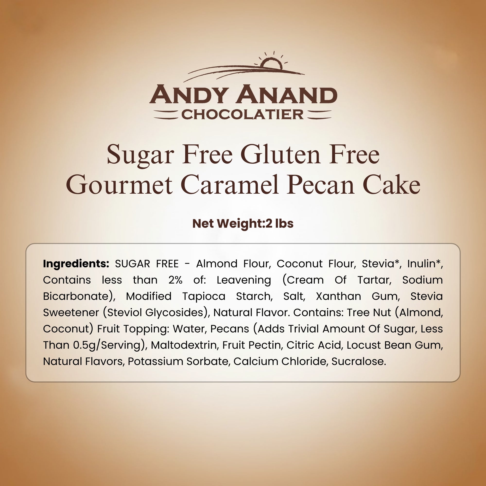 Andy Anand Caramel Pecan Cake, 9-Inch, 2.8 lb – Hand-Baked, Toasted Pecans, Caramel Drizzle, No Preservatives, Birthday & Holiday Gift