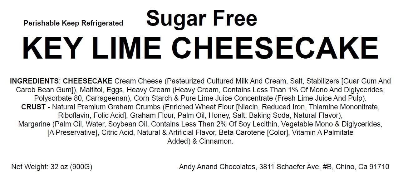 Andy Anand Sugar-Free Key Lime Cheesecake, 9-Inch, 2 lb – No Sugar Added, Diabetic-Friendly, Real California Cream Cheese, Holiday Gift Box