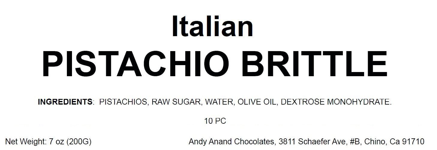 Andy Anand Gluten-Free Italian Pistachio Brittle, 7 oz – Roasted Crunchy Croccante, All-Natural, No Preservatives, Gourmet Snack Gift Box