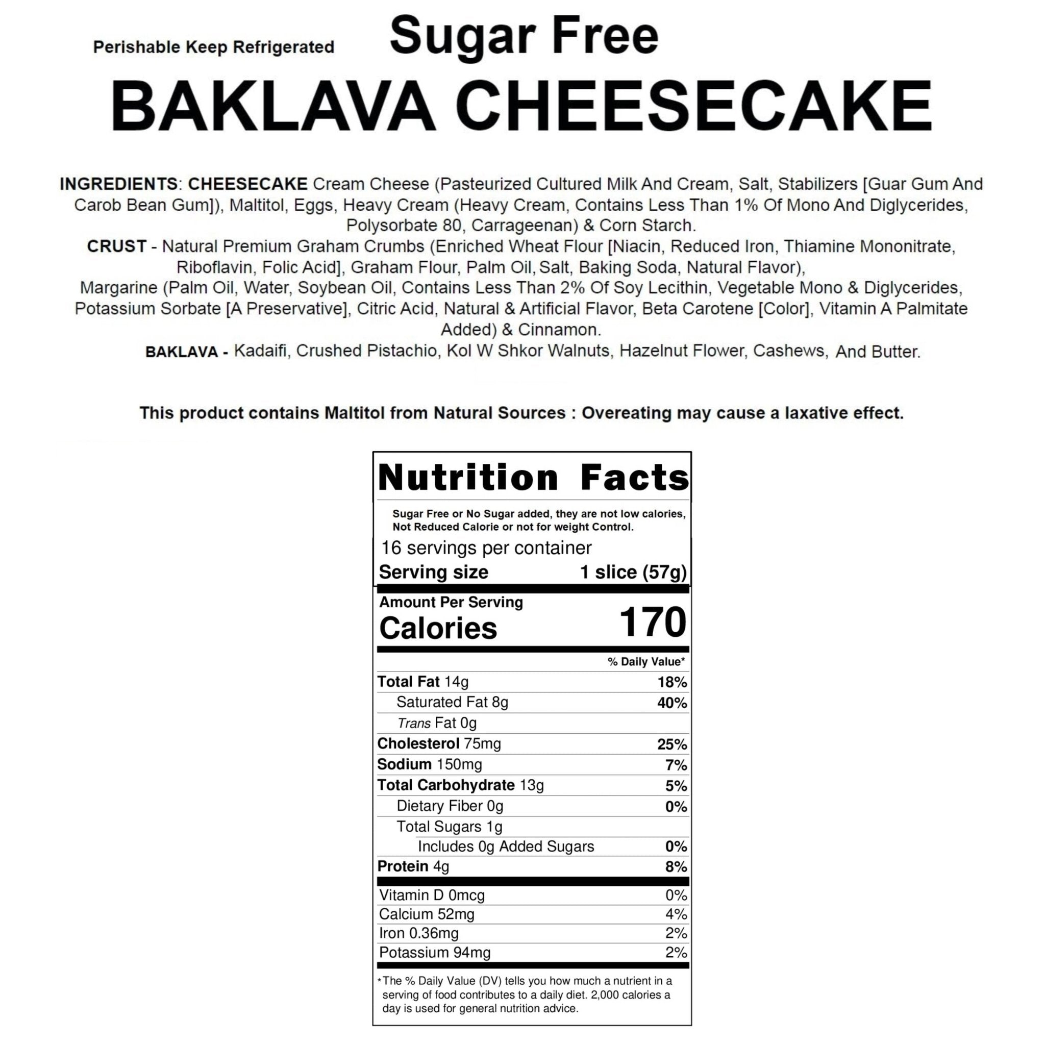 Andy Anand Sugar-Free Baklava Cheesecake, 9-Inch, 2.8 lb – Turkish & California Fusion, Diabetic-Friendly, No Preservatives, Birthday Gift