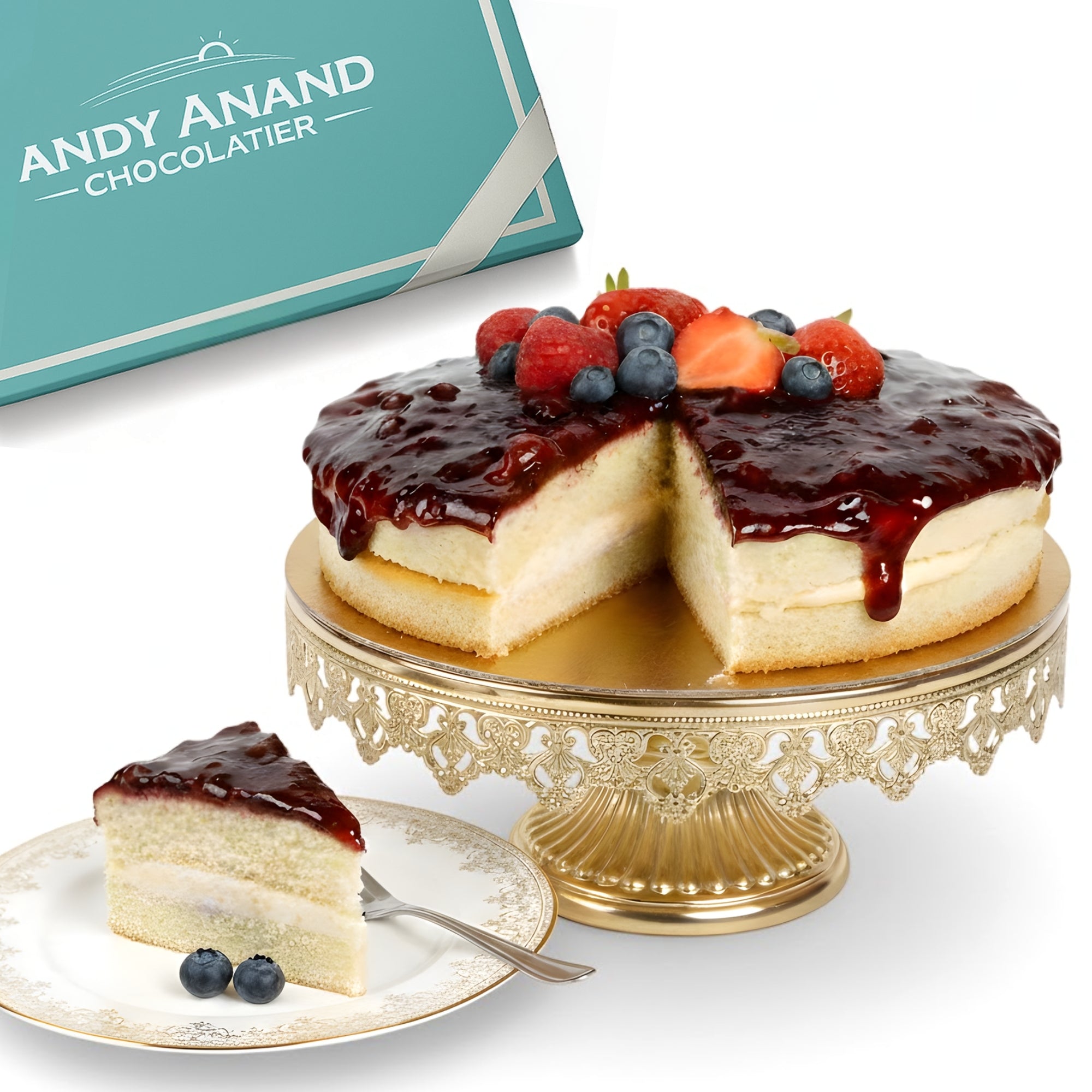 Andy Anand Sugar-Free Gluten-Free Wildberry Cake, 2.5 lb – Keto & Diabetic-Friendly, Mixed Berries, No Preservatives, Birthday Gift Box